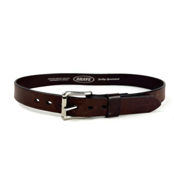 Brave Leather Thick Cowhide Italian Leather Classic Chocolate Brown Belt • S/M - Picture 1 of 10